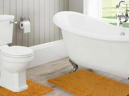 Lushomes 2200 GSM Anti-Skid Bathroom Mat Set, Light Brown (20x30  & 18x20 ) Online Sale