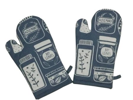 Lushomes oven gloves, Printed oven mitts, microwave gloves heat proof, oven accessories, kitchen gloves for cooking heat (Size 18 x 30 cms, Pack of 2) (Blue) Online now