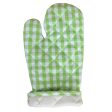 Lushomes oven gloves pot holder Combo, Green Small Checks microwave gloves & pot holder for kitchen, oven mitts Sale