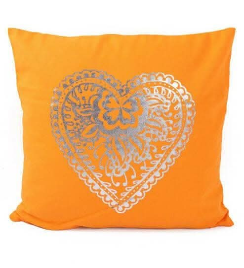 Lushomes 16x16 Inch Orange Foil Printed Cushion Covers (Set of 2) Online Sale