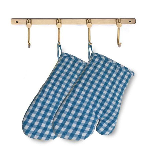 Lushomes oven gloves, Blue Small Checks microwave gloves, oven accessories, kitchen gloves for cooking heat, microwave hand gloves For Discount