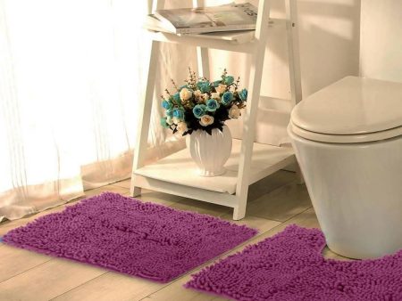 Lushomes Bathroom Mat (2200 GSM Floor, Bathmat Size 16 x 24 Inch, Contour Size 16 x 16 Inch, Purple) Online now