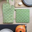 Lushomes oven gloves pot holder Combo, Green Small Checks microwave gloves & pot holder for kitchen, oven mitts Sale