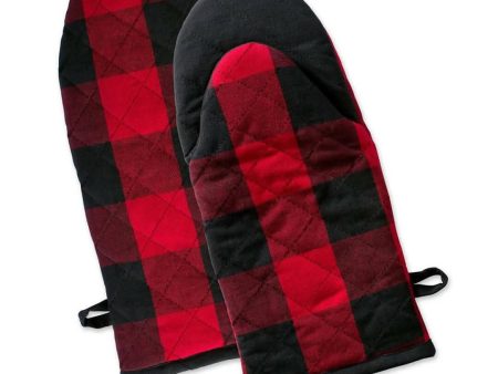 Lushomes oven gloves heat proof, Buffalo Checks microwave gloves Frog Style, oven accessories, microwave hand gloves (Pack of 2, 6 x 13 Inches) (Red & Black) Online