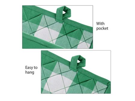 Lushomes pot holder, Buffalo Checks Kitchen Hot pot holder for kitchen, microwave accessories, microwave hand gloves (Pack of 2, Size 9 x 8) (Green) Sale