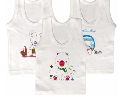 |Kids and BEBS| Cotton Vests Baniyan Inner Wear-Regular Fit, Sleeveless, Printed Sandos for Girls, Boys and Kids(2 Years-3Years) (White) For Cheap