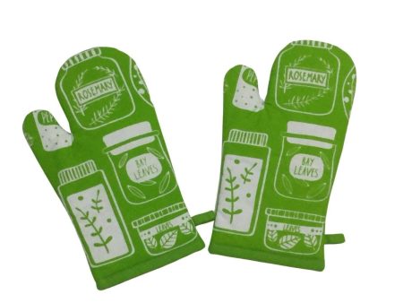 Lushomes oven gloves, Printed oven mitts, microwave gloves heat proof, oven accessories, kitchen gloves for cooking heat (Size 18 x 30 cms, Pack of 2) (Green) Hot on Sale