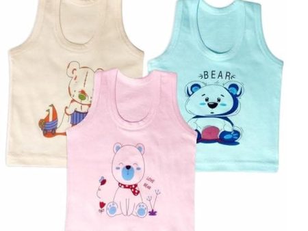 |Kids and BEBS| Cotton Vests Baniyan Inner Wear-Regular Fit, Sleeveless, Printed Sandos for Girls, Boys and Kids(2 Years-3Years) (Cream, Blue, Pink) Online now