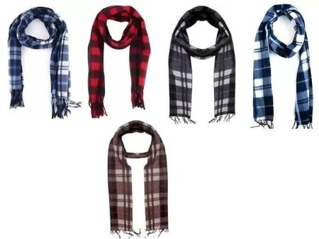 (Multicolour - Pack of 5) Wool Blend Stylish Comfort Checks Winter Muffler Online