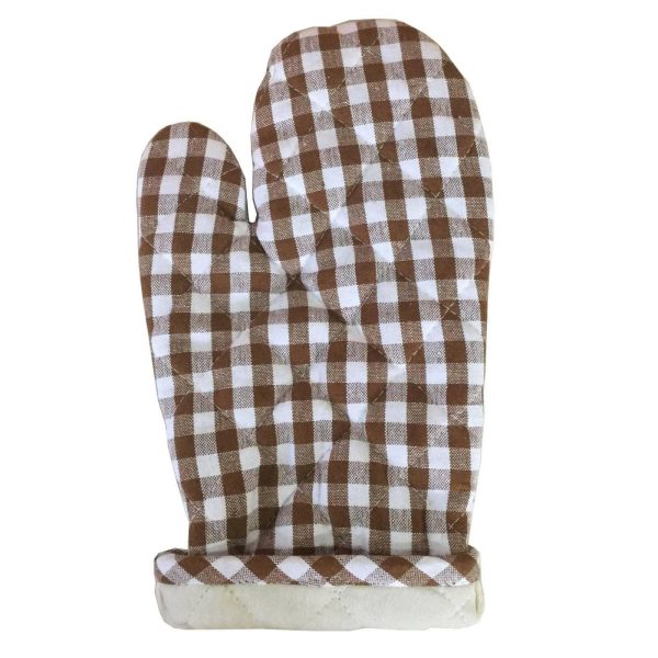 Lushomes oven gloves pot holder Combo, Brown Small Checks microwave gloves & pot holder for kitchen, oven mitts Discount