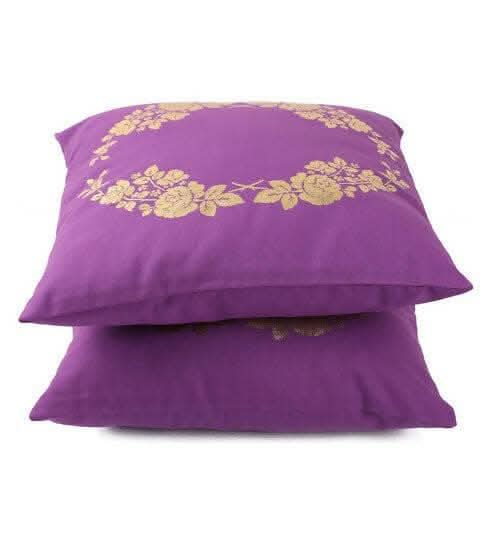 Lushomes 16x16 Inch Violet Foil Printed Cushion Covers (Set of 2) on Sale