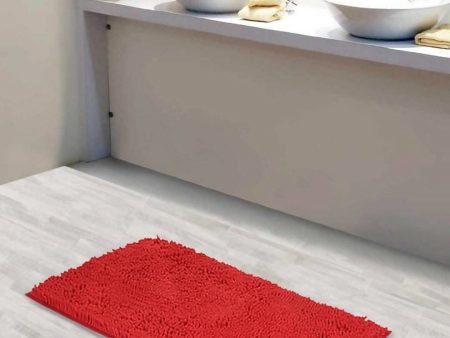 Lushomes Bathroom Mat (2200 GSM Floor, 20 x 30 inches, Red) For Discount