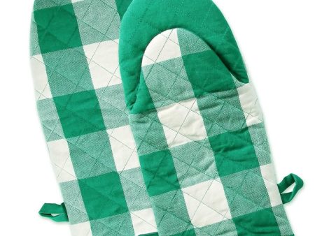 Lushomes oven gloves heat proof, Buffalo Checks microwave gloves Frog Style, oven accessories, microwave hand gloves (Pack of 2, 6 x 13 Inches) (Green) For Sale