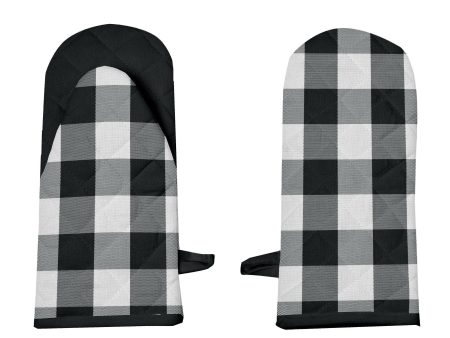 Lushomes oven gloves heat proof, Buffalo Checks microwave gloves Frog Style, oven accessories, microwave hand gloves(Pack of 2, 6 x 13 Inches) (Black White) Fashion