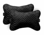 Lushomes  Set of 2 Premium Quilted Velvet Car Seat Neck Rest Pillows, 16x25 cm, Black  on Sale