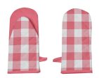 Lushomes oven gloves heat proof, Buffalo Checks microwave gloves Frog Style, oven accessories, microwave hand gloves (Pack of 2, 6 x 13 Inches) (Pink White) Sale