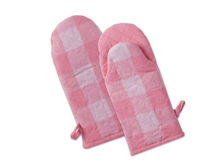 Lushomes oven gloves heat proof, Buffalo Checks microwave gloves Frog Style, oven accessories, microwave hand gloves (Pack of 2, 6 x 13 Inches) (Pink White) Sale