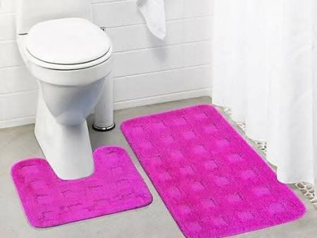 Lushomes  Ultra-Absorbent Pink Microfiber Bathroom Mat Set - 2 Bathmats & 2 Contour Mats For Discount