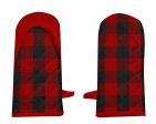 Lushomes oven gloves heat proof, Buffalo Checks microwave gloves Frog Style, oven accessories, microwave hand gloves (Pack of 2, 6 x 13 Inches) (Red & Black) Online