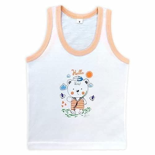 |Kids and BEBS| Cotton Vests Baniyan Inner Wear-Regular Fit, Sleeveless, Printed Sandos for Girls, Boys and Kids(2 years-3years) (White - Cream, Blue, Pink) Supply