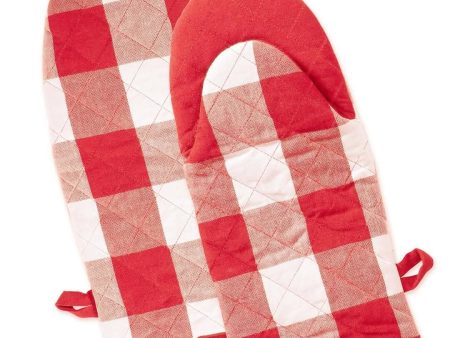 Lushomes oven gloves heat proof, Buffalo Checks microwave gloves Frog Style, oven accessories, microwave hand gloves (Pack of 2, 6 x 13 Inches) (Red White) Fashion