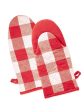 Lushomes oven gloves heat proof, Buffalo Checks microwave gloves Frog Style, oven accessories, microwave hand gloves (Pack of 2, 6 x 13 Inches) (Red White) Fashion