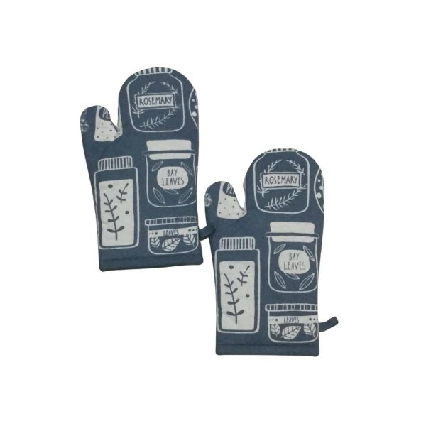 Lushomes oven gloves, Printed oven mitts, microwave gloves heat proof, oven accessories, kitchen gloves for cooking heat (Size 18 x 30 cms, Pack of 2) (Blue) Online now