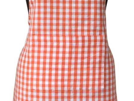 Lushomes Orange Checkered Kitchen Apron for Men and Women with Adjustable Buckle (Size: 64x81cms) Online Hot Sale