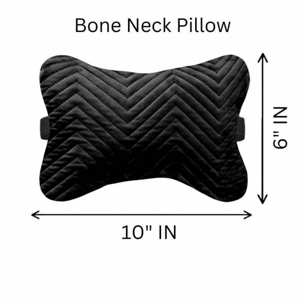 Lushomes  Set of 2 Premium Quilted Velvet Car Seat Neck Rest Pillows, 16x25 cm, Black  on Sale