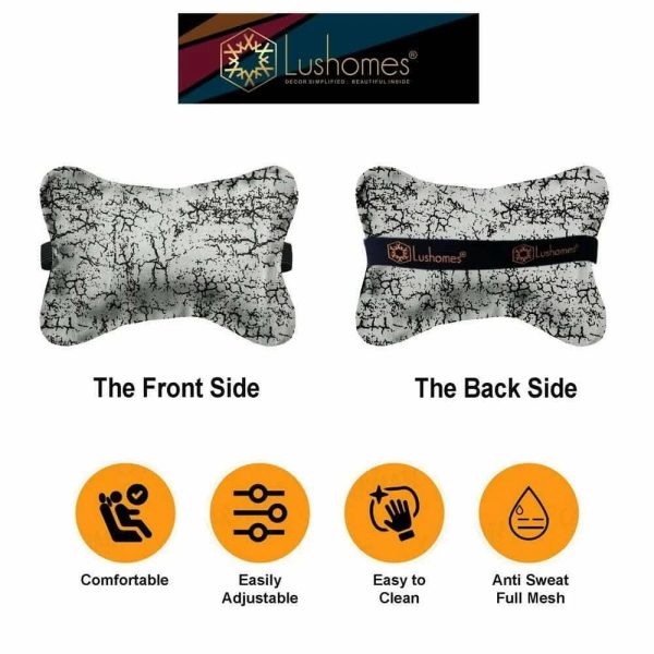 Lushomes Car Cushion Pillows Set of 4, Light Grey Velvet, 2 Neck Rest & 2 Seat Cushions Online