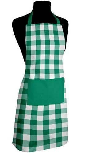 Lushomes Green Checkered Kitchen Apron for Men and Women (Size: 70x80cms) Discount