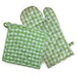 Lushomes oven gloves pot holder Combo, Green Small Checks microwave gloves & pot holder for kitchen, oven mitts Sale