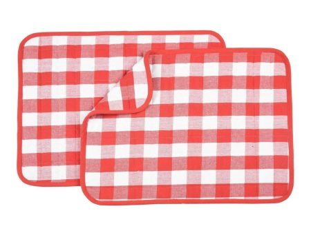 Lushomes 18x24 Inch Dish Drying Mat Set of 2, Red Cotton, Absorbent & Washable Online now